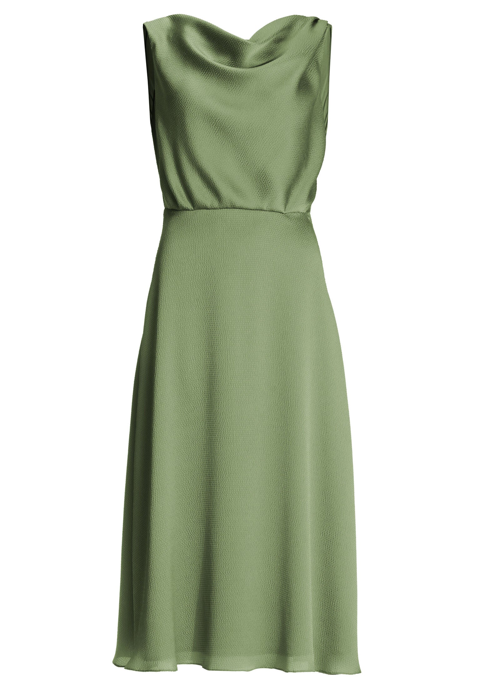 Cocktailkleid aus gehämmertem Satin mit Wasserfall Ausschnitt