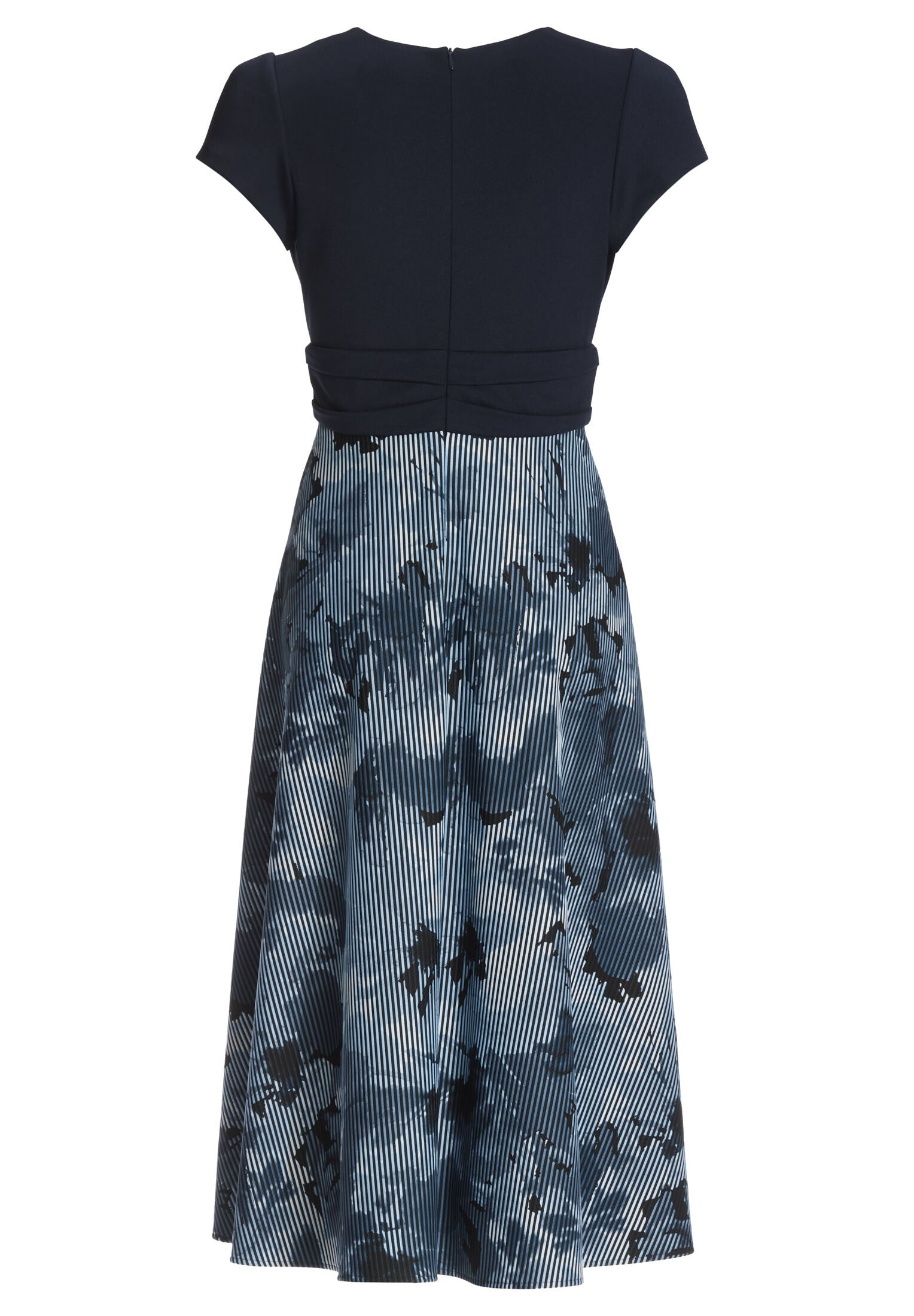 Midi Kleid mit Rock aus bedrucktem Ottoman