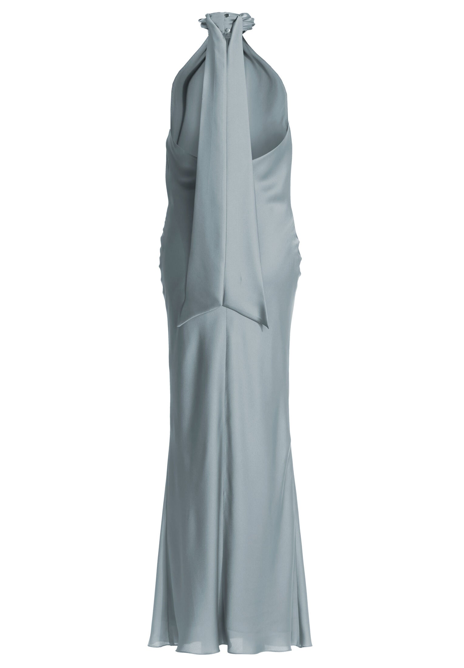 Abendkleid aus nachhaltigem Satin mit Stehkragen