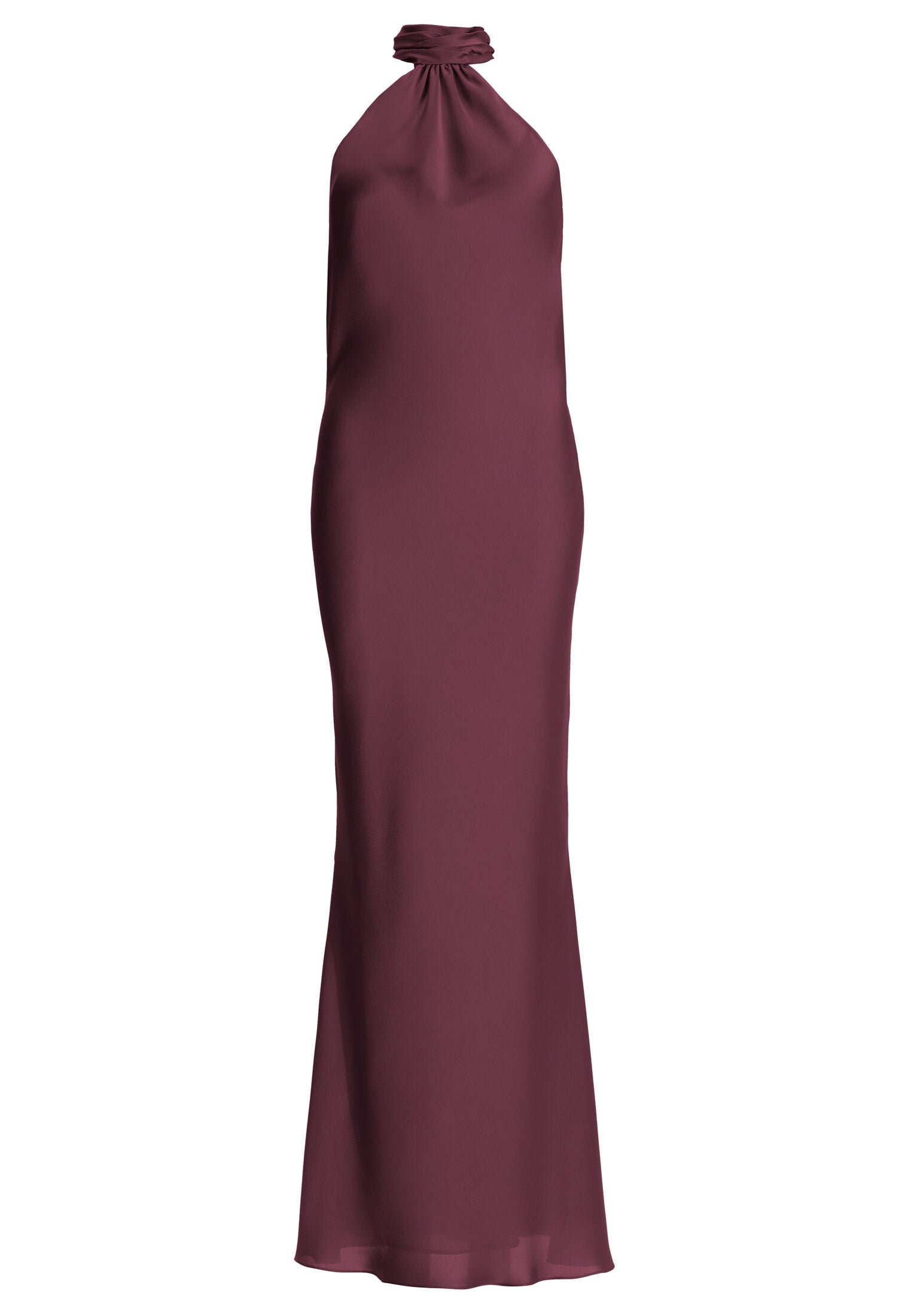 Abendkleid aus nachhaltigem Satin mit Stehkragen