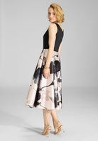 Cocktail Kleid aus bedrucktem Twill mit Scuba Oberteil