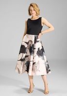 Cocktail Kleid aus bedrucktem Twill mit Scuba Oberteil light rose | black