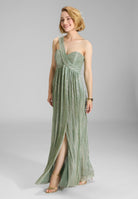 Abendkleid One Shoulder aus glänzendem Plissee Jersey