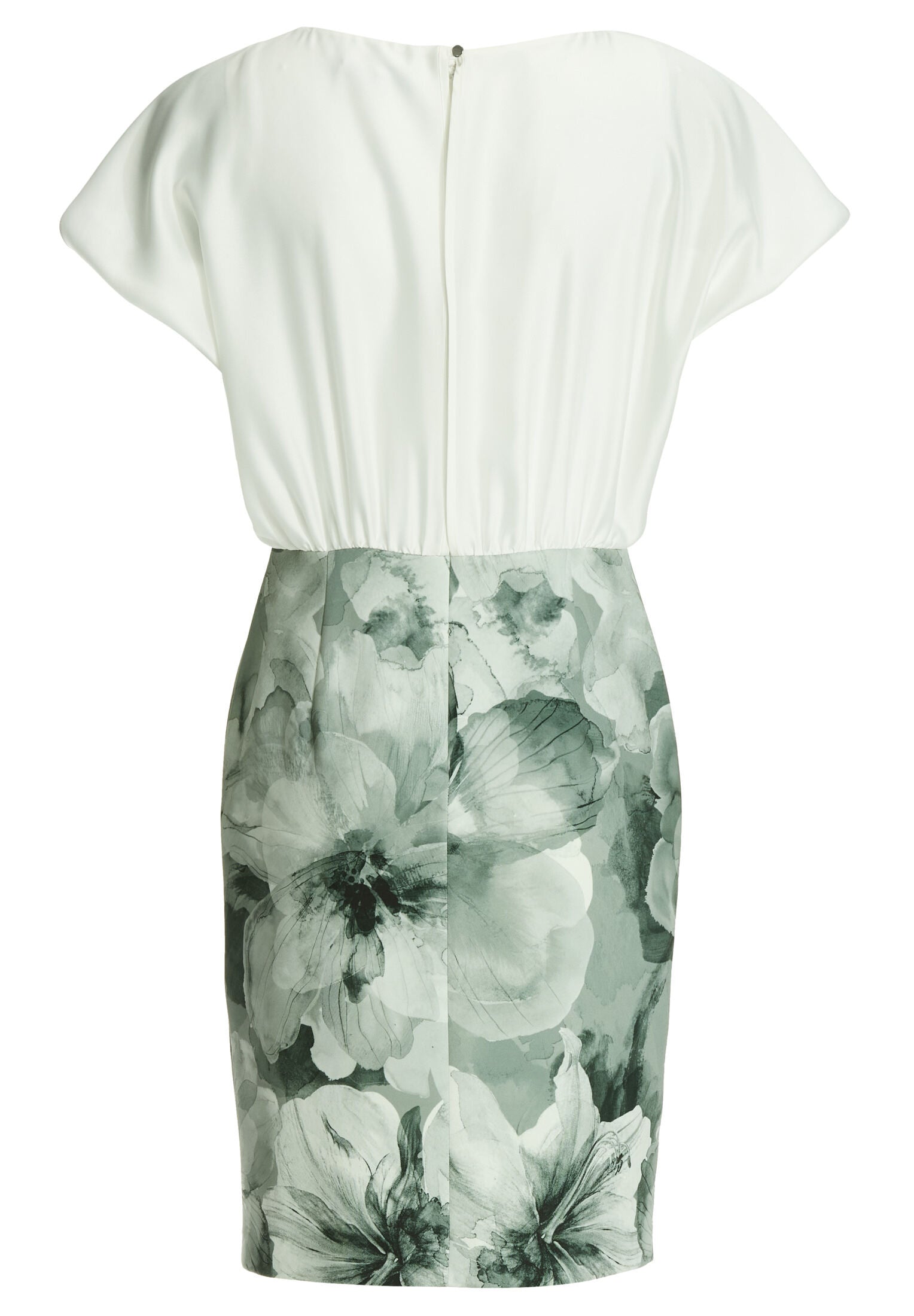 Etuikleid aus floral bedrucktem Scuba und Satin Top