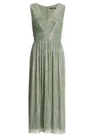 Cocktailkleid aus glänzendem Plissee Jersey mit V-Ausschnitt