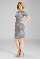 Etuikleid aus elastischem Bouclé mit Halbarm navy | ivory