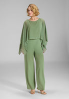 Jumpsuit mit Chiffon Cape matcha green