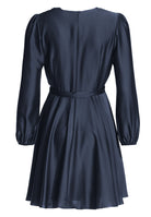 Cocktailkleid aus nachhaltigem Satin mit Wickel Oberteil und Tellerrock