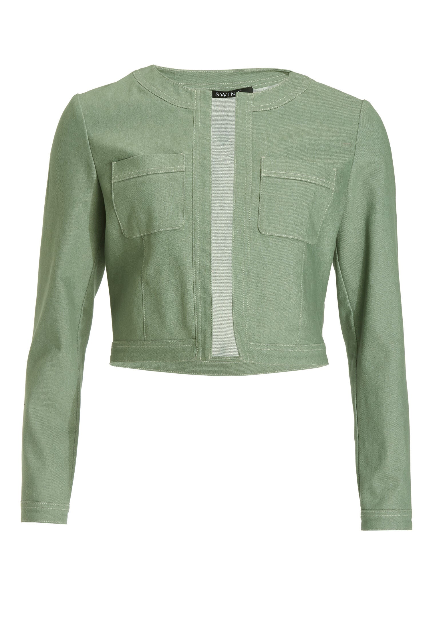 Kurze Jacke aus Stretch Denim mit aufgesetzten Taschen