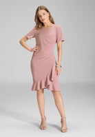 Cocktailkleid aus Crepe Jersey mit Volant am Saum vintage pink