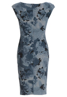 Etui Kleid aus bedrucktem Ottoman mit Drapierung