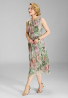 Cocktailkleid aus bedrucktem Chiffon mit Taillenpasse