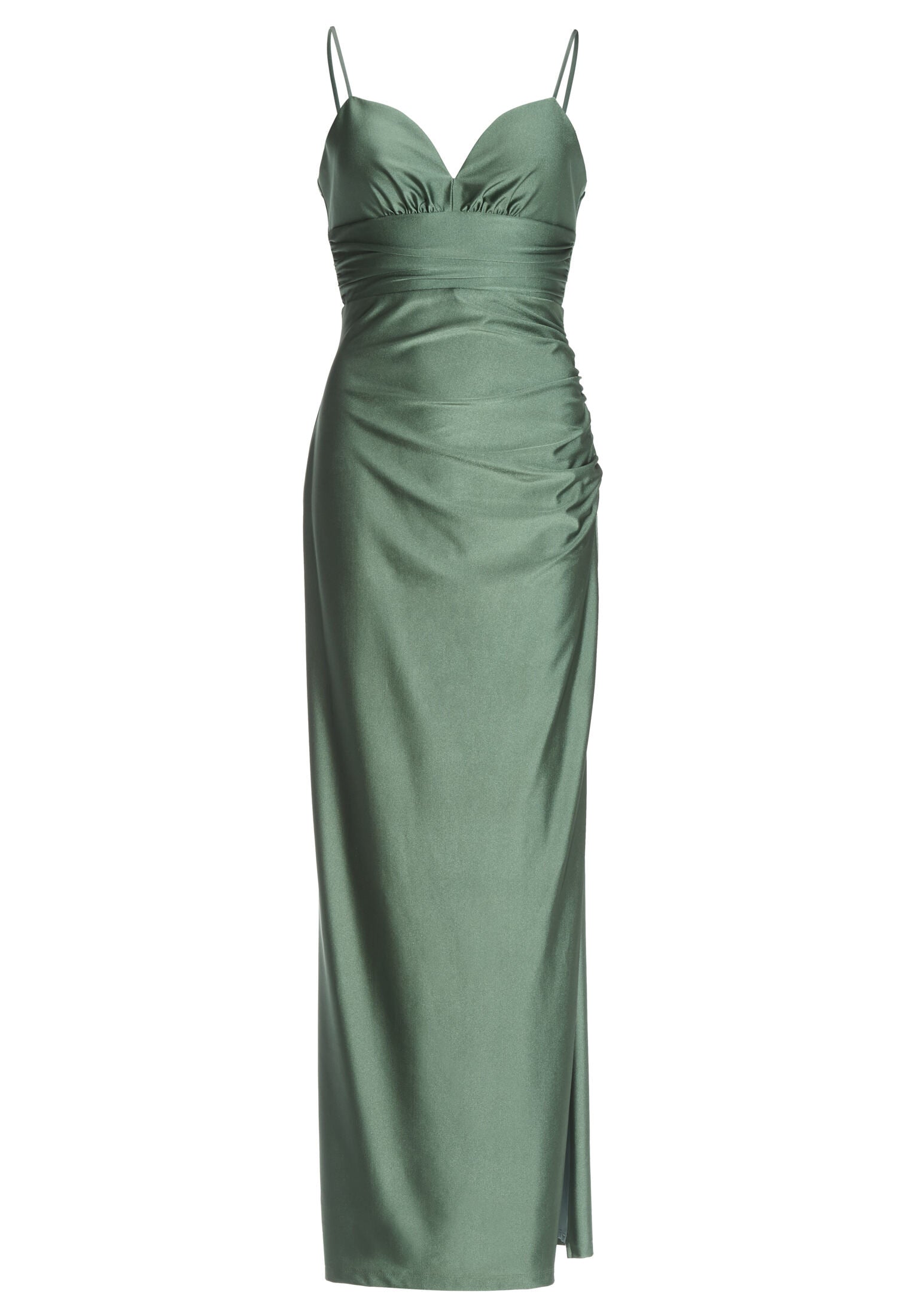 Figurbetontes Abendkleid aus Jersey Satin mit Schnürung im Rücken