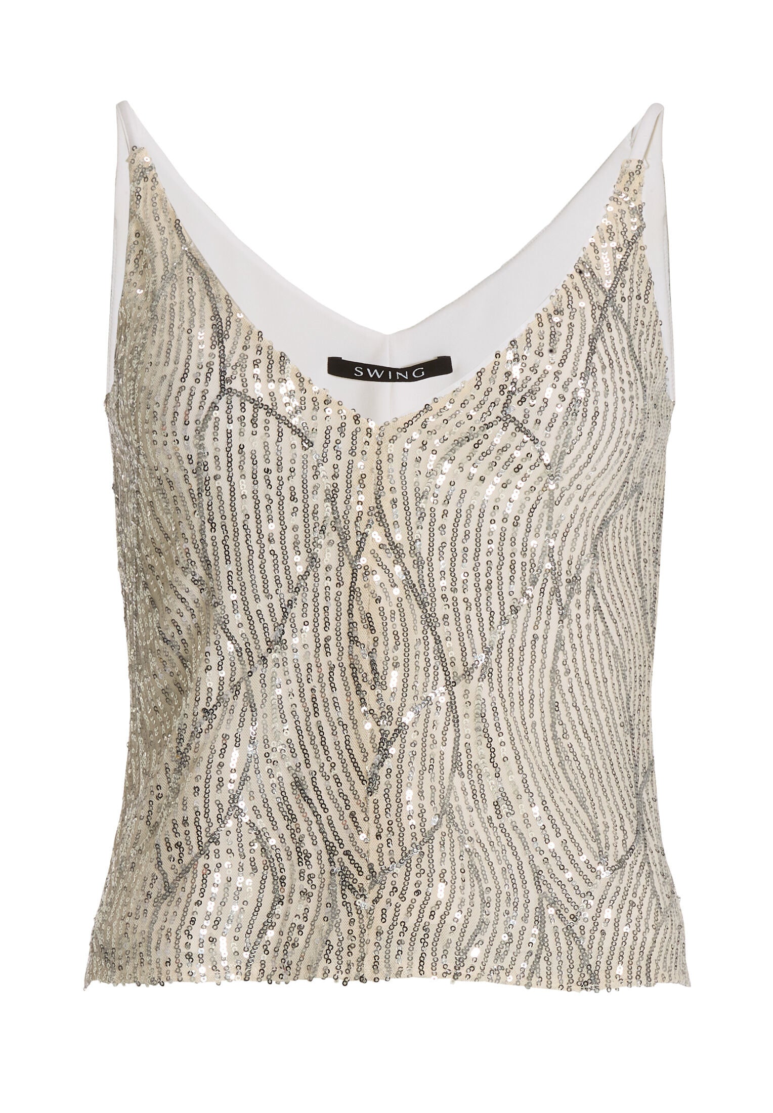 Top mit Spagettiträgern und Pailletten Bestickung