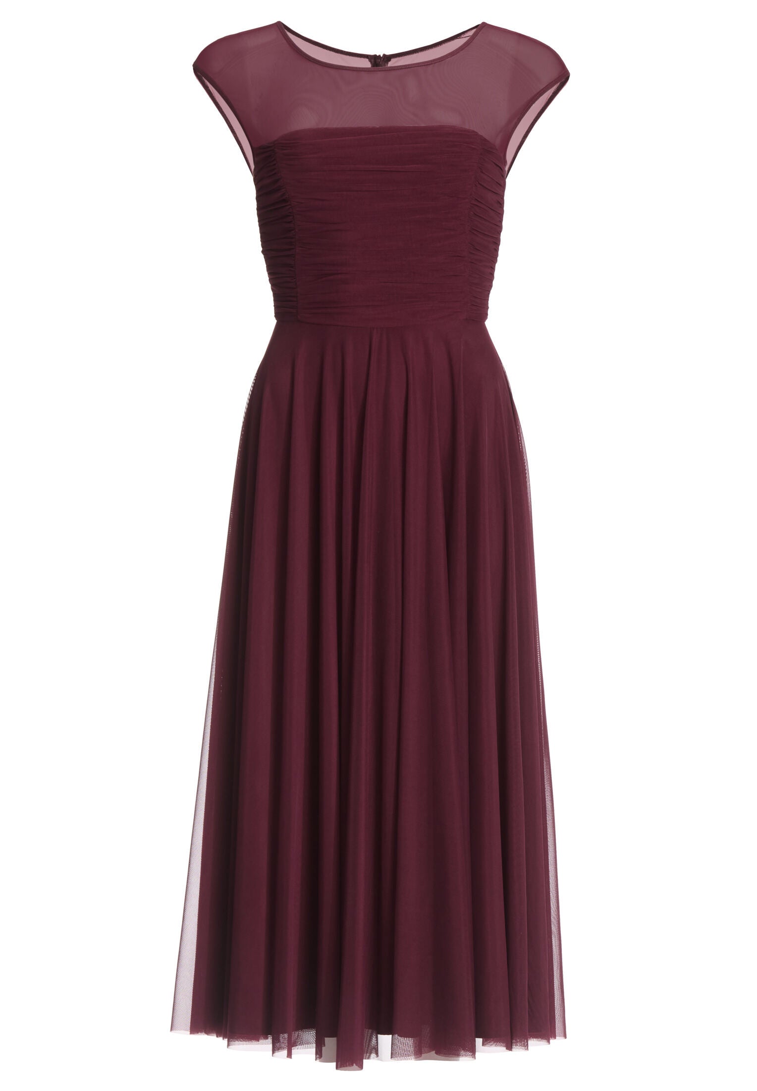 Cocktailkleid aus Mesh mit geraffter Korsage